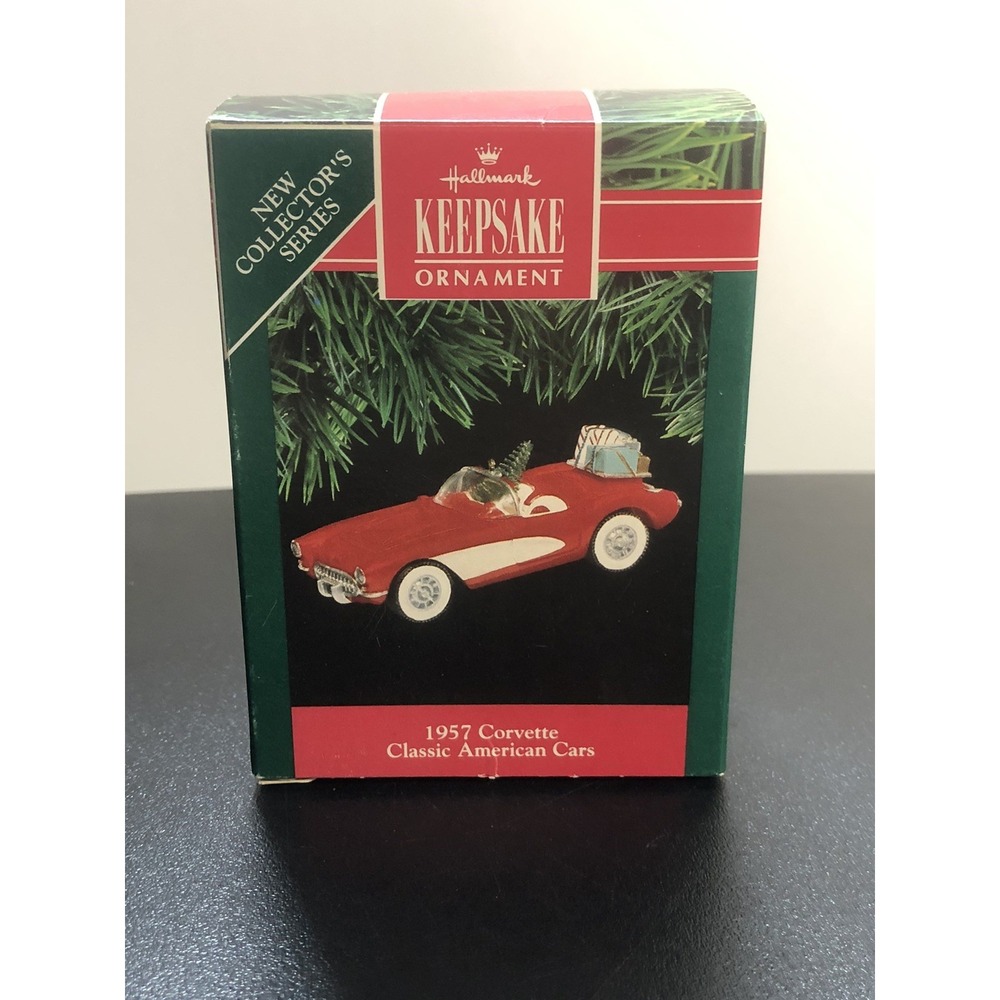 Hallmark Keepsake Ornament 1957 Corvette Red Classic American Cars Gold Tree